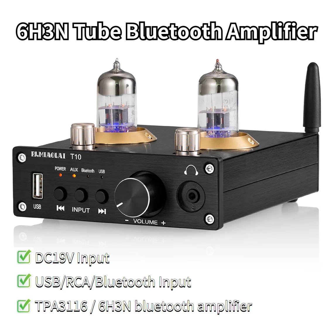 6H3N Tube Bluetooth Amplifiier 2 channel 50W+50W Power Amplifier Home Audio Digital Amplifers for speaker Headphone amp