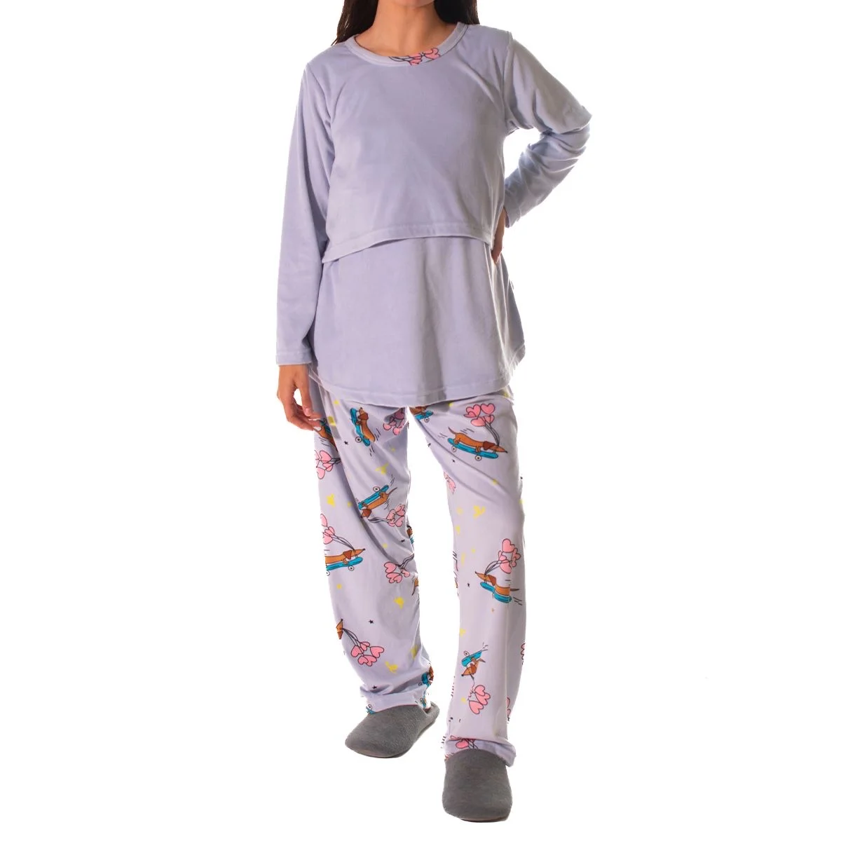 Pijama maternidad caliente suave set de dos piezas ropa de maternidad conjuntos premamá dama mujer juvenil moda moderna tendencia suave elástico lactancia