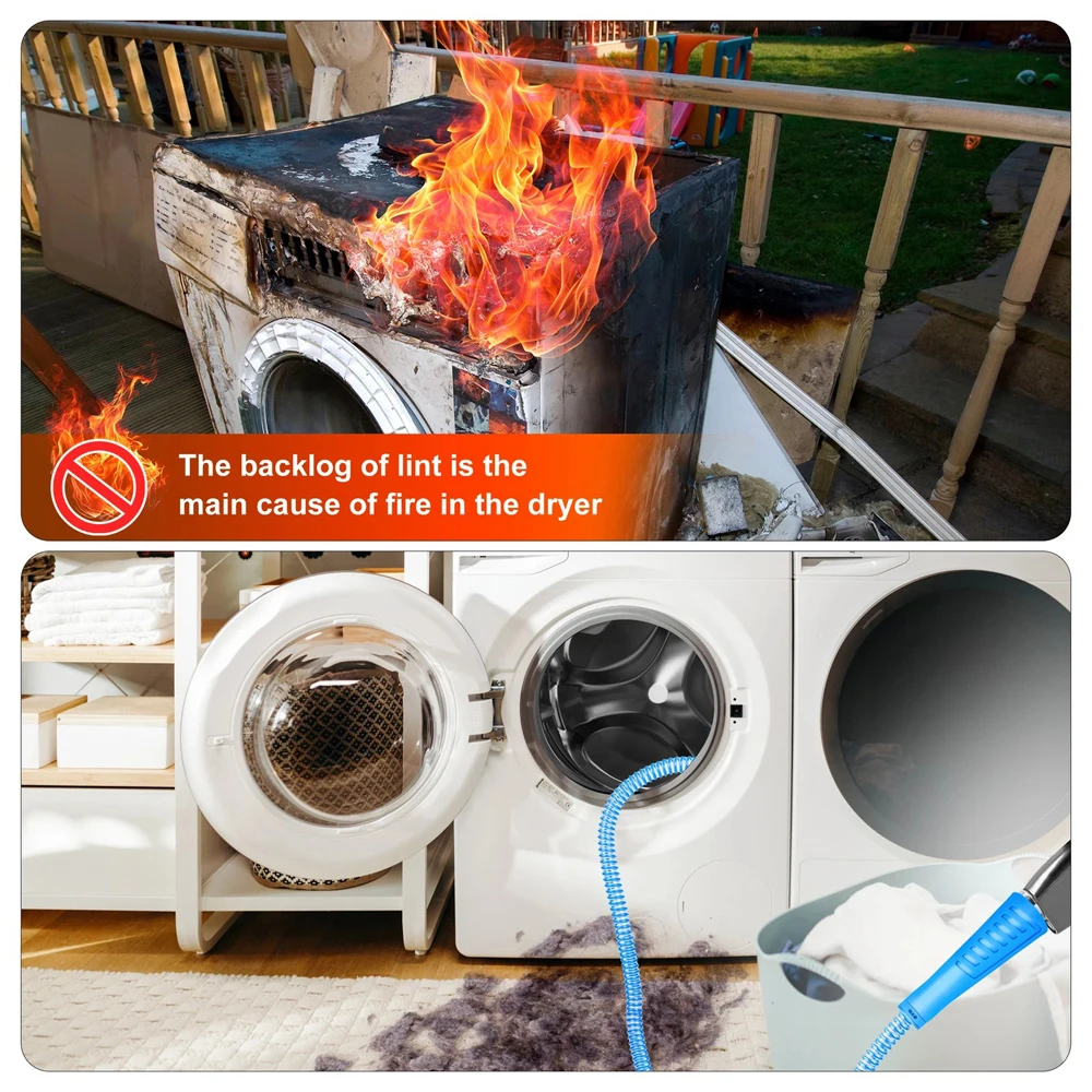 Dryer Vent Cleaner Kit With Vacuum Hose Attachment, Flexible Lint Remover Brush Set For Dryer Vents, Vacuum Hoses & Tight Spaces, Deep Cleaning Tool To Remove Lint, Dust & Debris For Improved Dryer Efficiency
