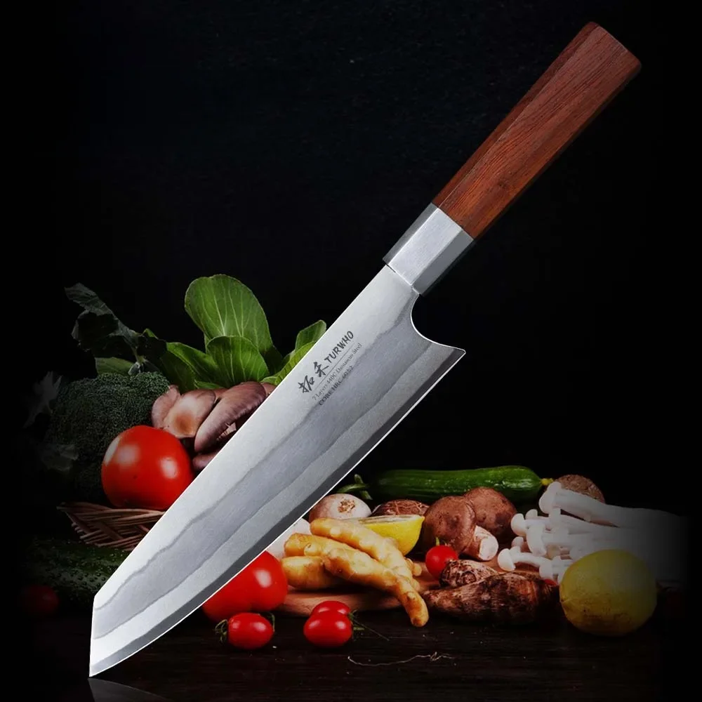 TURWHO 8 cal nóż szefa kuchni japoński noże kuchenne ze stali nierdzewnej do krojenia warzyw scyzoryk Santoku noże — zdjęcie 2