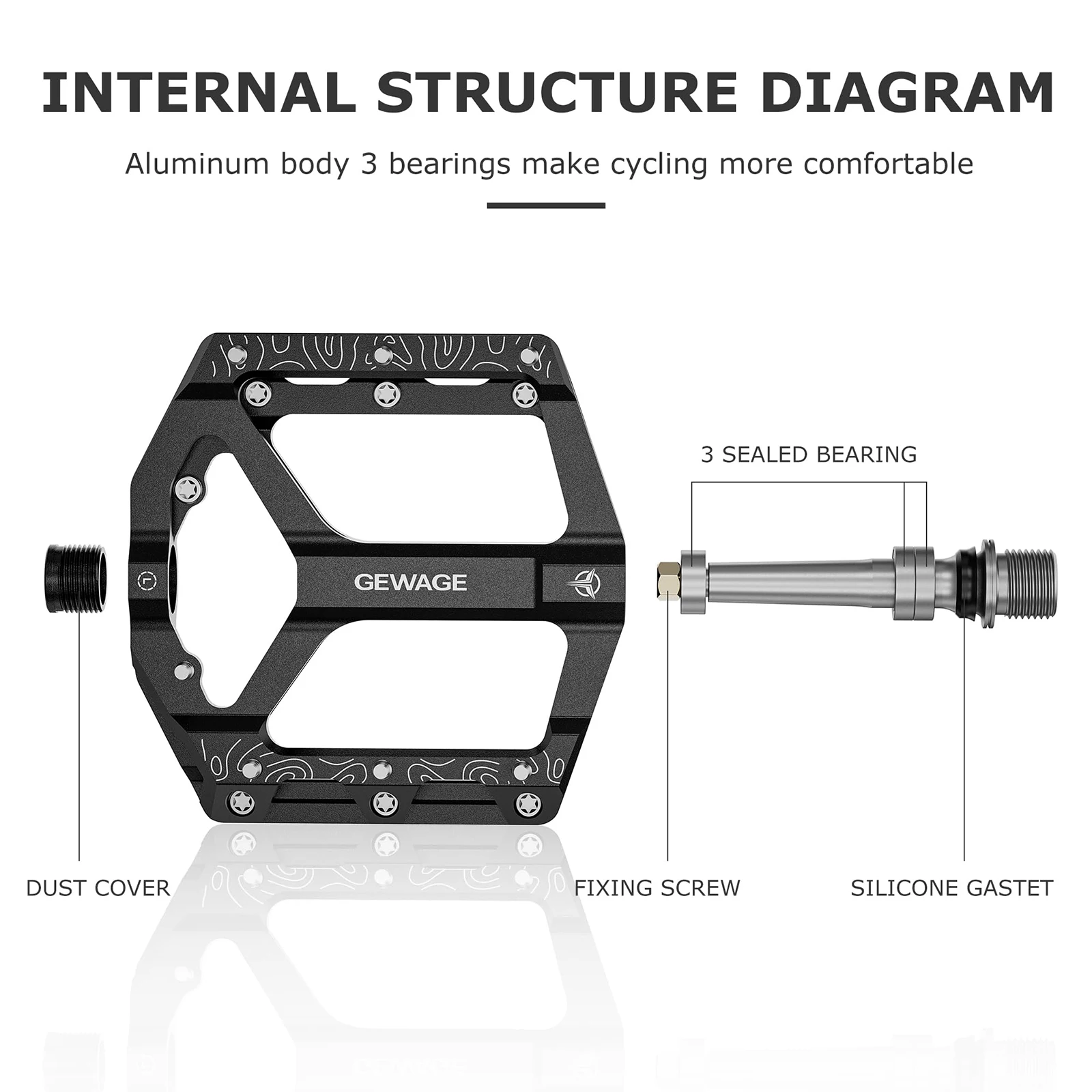 2 قطع دواسات الدراجة الجبلية دواسات الدراجة سبائك الألومنيوم مع مسامير مضادة للانزلاق منصة واسعة مسطحة لصيانة إصلاح BMX #3