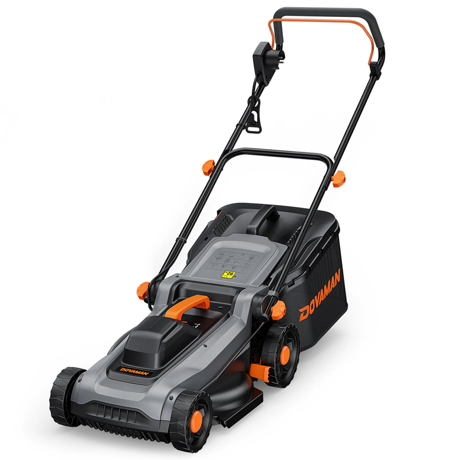 Kosiarka elektryczna DOVAMAN 1500W, szerokość skoszenia 36 cm, 95% zbierania trawy, 6 ustawień wysokości, kosz na trawę 40L, funkcja mulowania i zbierania 2w1