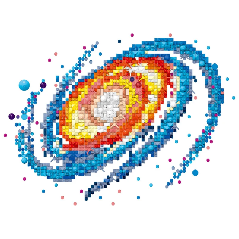 MOC 3D Pixel Art Milky Way Galaxy ภาพวาด Micro Mural Building Blocks Home Wall ตกแต่งมินิอิฐของเล่นเด็กผู้ใหญ่ของขวัญ