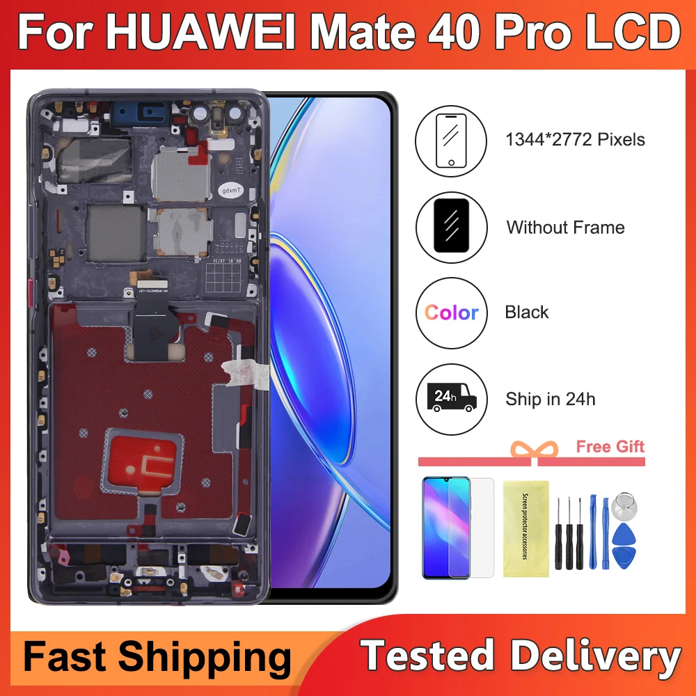 100% Tested Display For Huawei Mate 40 Pro LCD Display Touch Screen For Huawei mate40 Pro NOH-NX9, NOH-AN00 Display With Frame