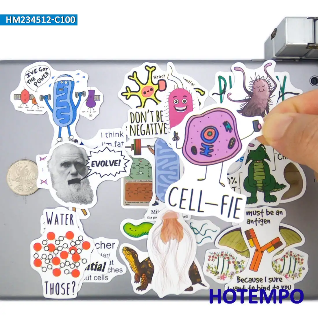 Conjunto de adesivos de biologia, graffiti de desenhos animados de ciências naturais fofos, para laptop, carro, telefone, bagagem, scrapbook, pacote de adesivos engraçados, 100 peças