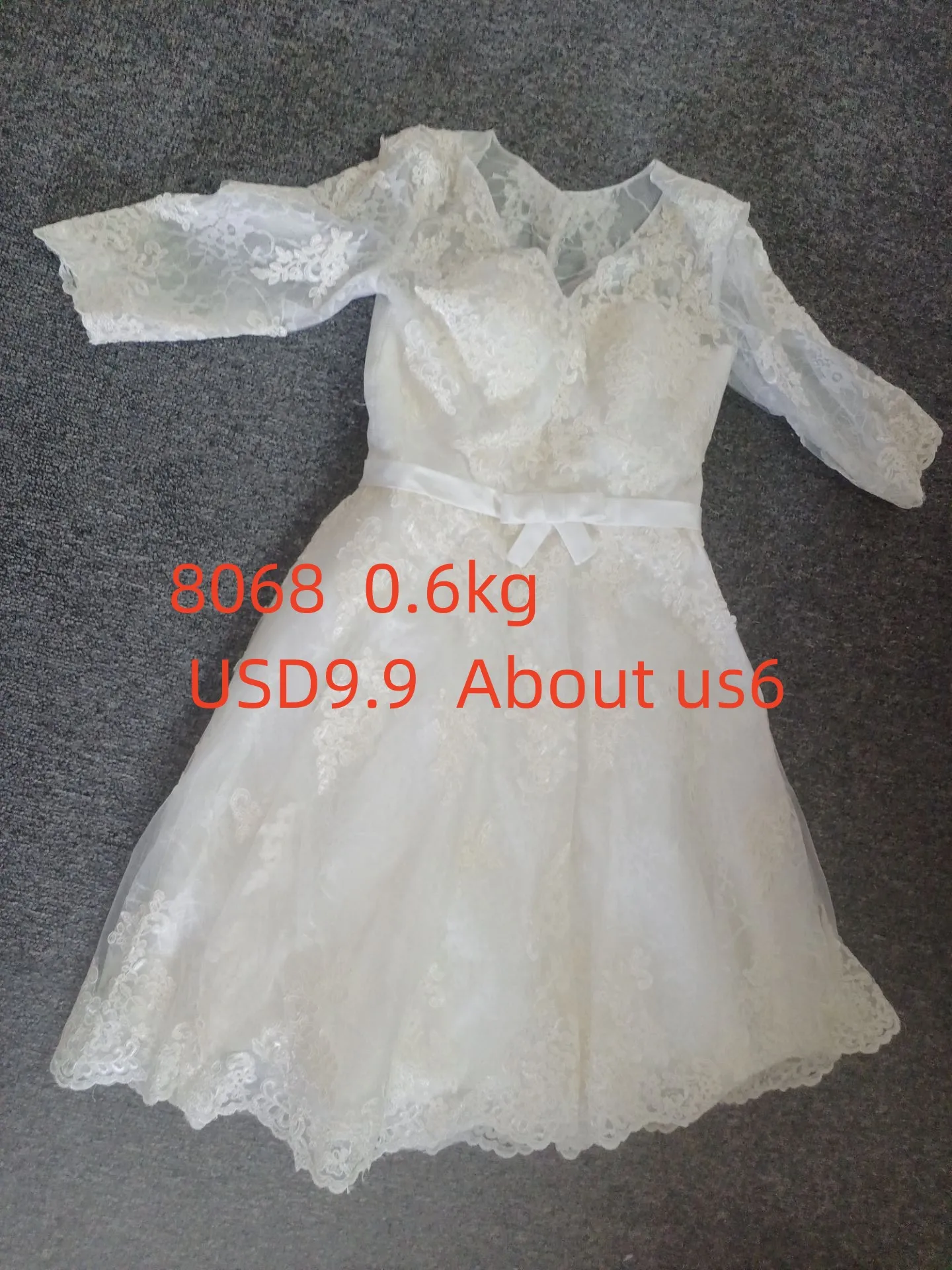 Кружевные короткие свадебные платья CloverBridal, скидка 3/4, свадебное платье с рукавом 8068, V-образным вырезом, длина до колена 56986