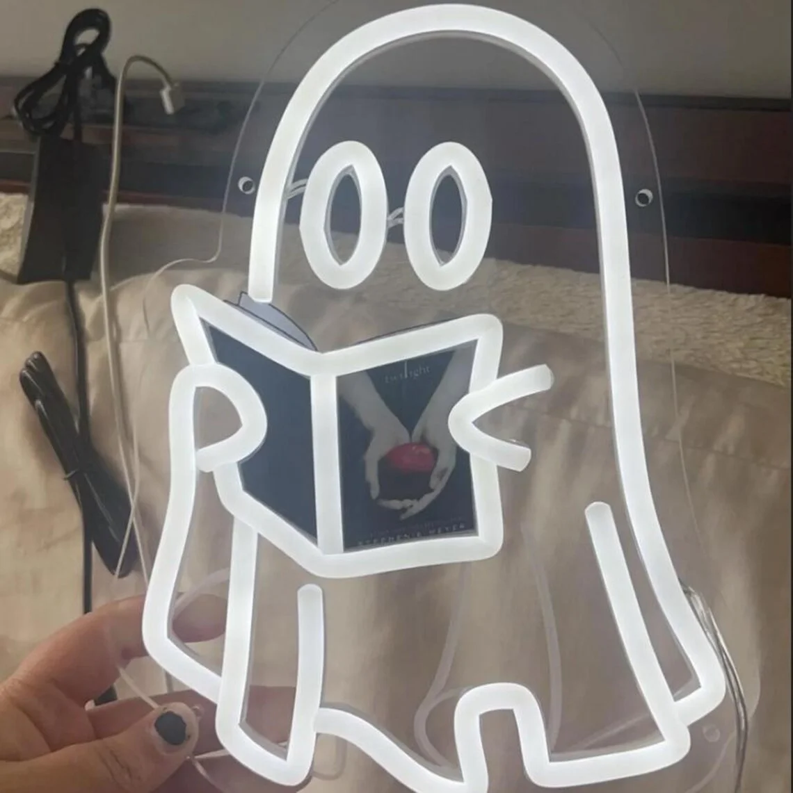 Ghosts Reading Custom Book Neon Sign, Custom Book Cover Sign, Ghosts Reading Sign,Spooks Reading,Book Lover Gift,Room/Dorm Decor