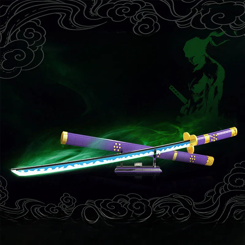 4 types de sabres créatifs Roronoa Zoro, katana, blocs de construction lumineux, jouets en briques de construction, cadeau