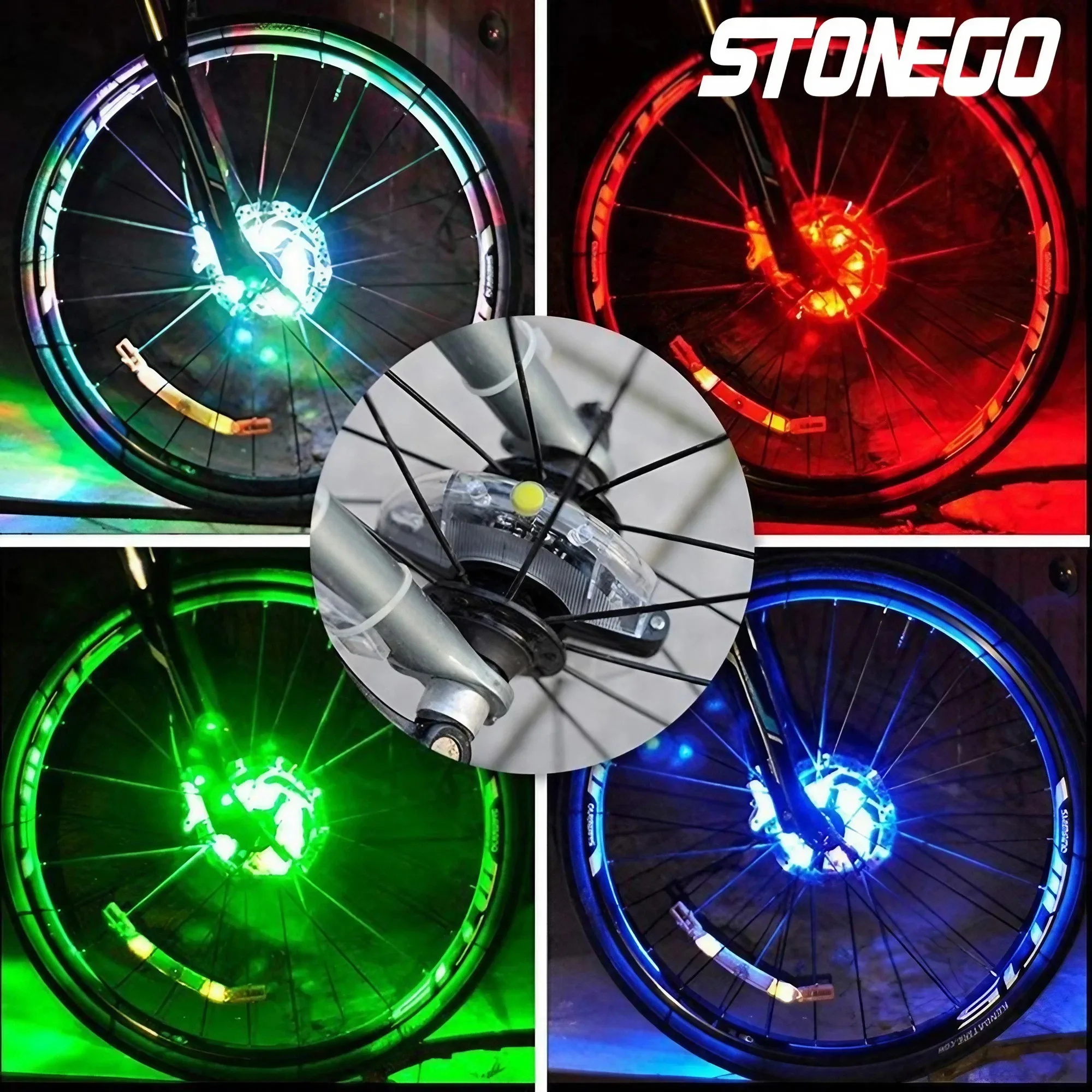 Luci per mozzo ruota per bici LED Ciclismo Spia colorata per bicicletta Luci per mozzo ruota per bici Lampada da ciclismo a LED impermeabile