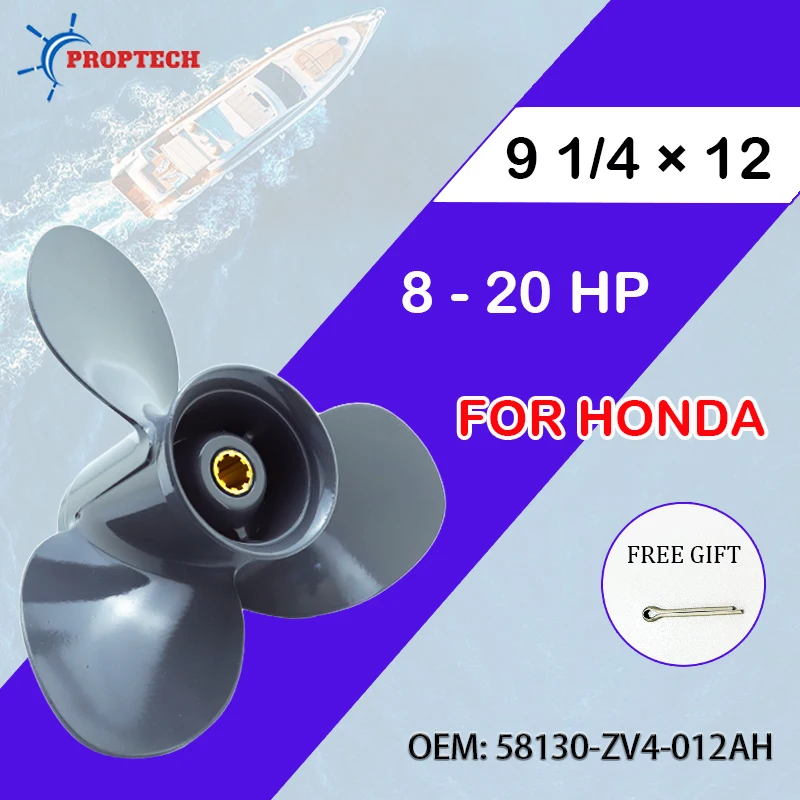 

Boat Propeller 9 1/4x12 For Honda 8HP 9.9HP 15HP 20HP Outboard Motor Aluminum Screw 8 Spline Marine Engine Part 58130-ZV4-012AH