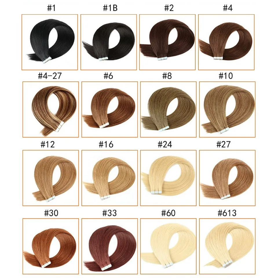 High Tempreture Bio Synthetic Tape in Hair Extensions Straight seamless Skin PU Weft Seamless Tape ins Hairpieces For Women