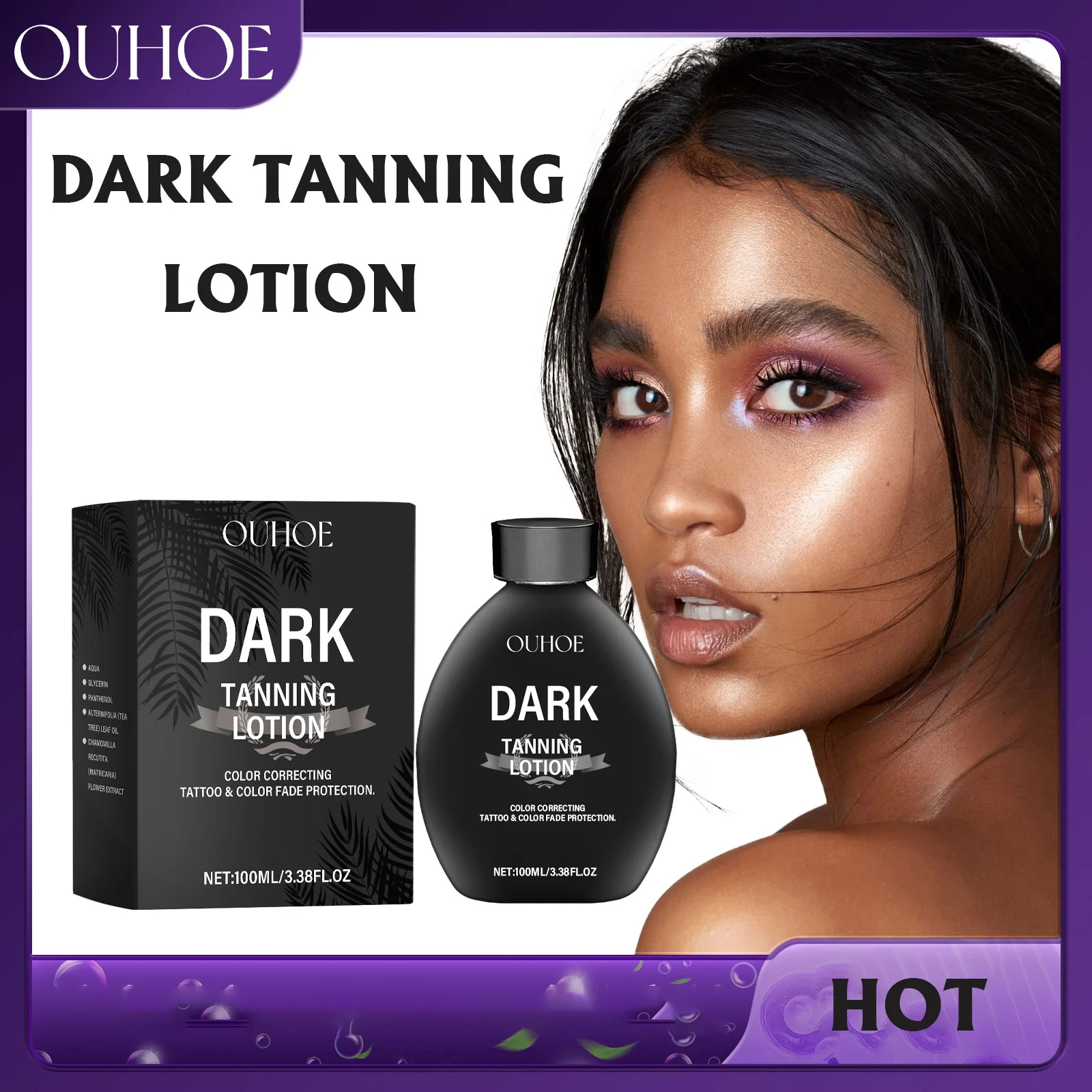 

OUHOE Bronze Skin Blackening Lotion for Summer Outdoor Sunbathing Improvement of Uneven Skin Moisturizing Refreshing Blackening