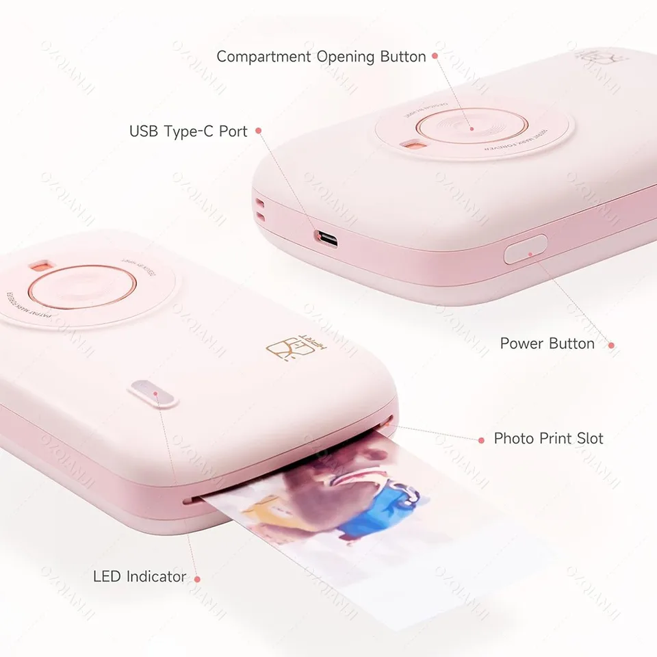 Hprt-ポータブルフォトプリンター,ミニカラーhd,Bluetoothワイヤレス