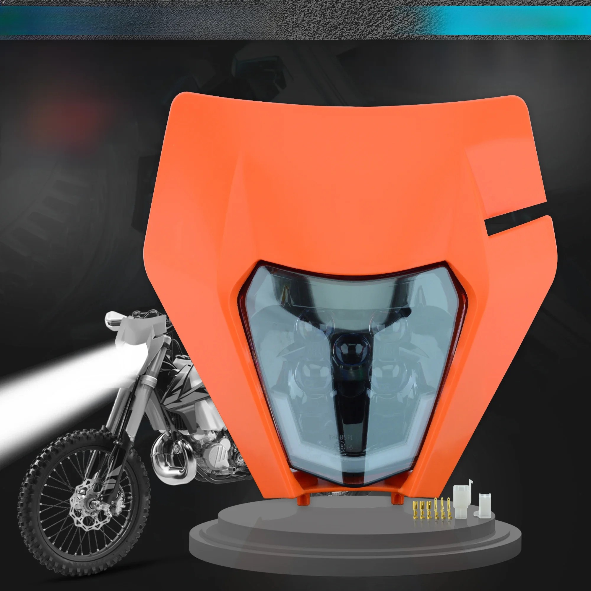 AliExpress POWERZONE PowerZone Motorcycle LED Headlight Headlamp Head Light Supermoto Fairing For KTM EXC SXF MX Dirt Bike Enduro LED Headlight