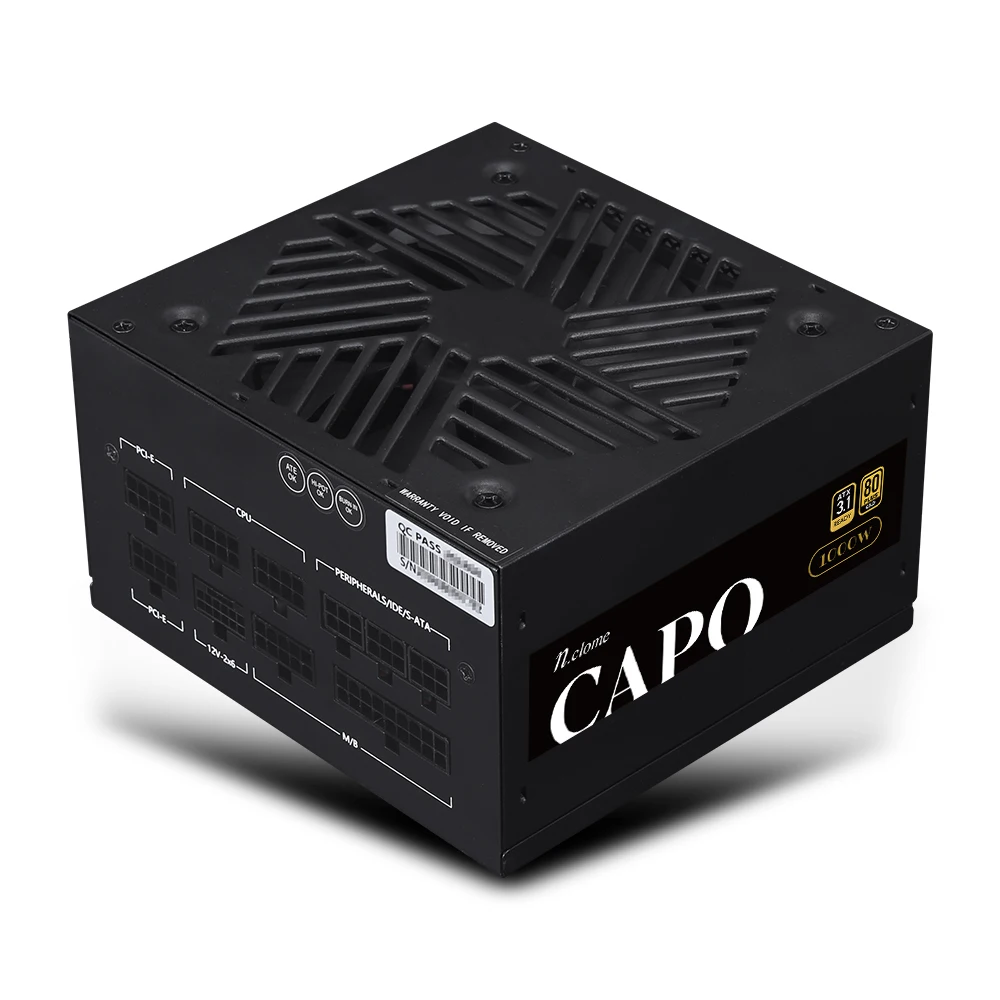 Encrome Capo 1000W 80Plus Gold Full Modular Atx 3.1 Black Computer Power Power Powder