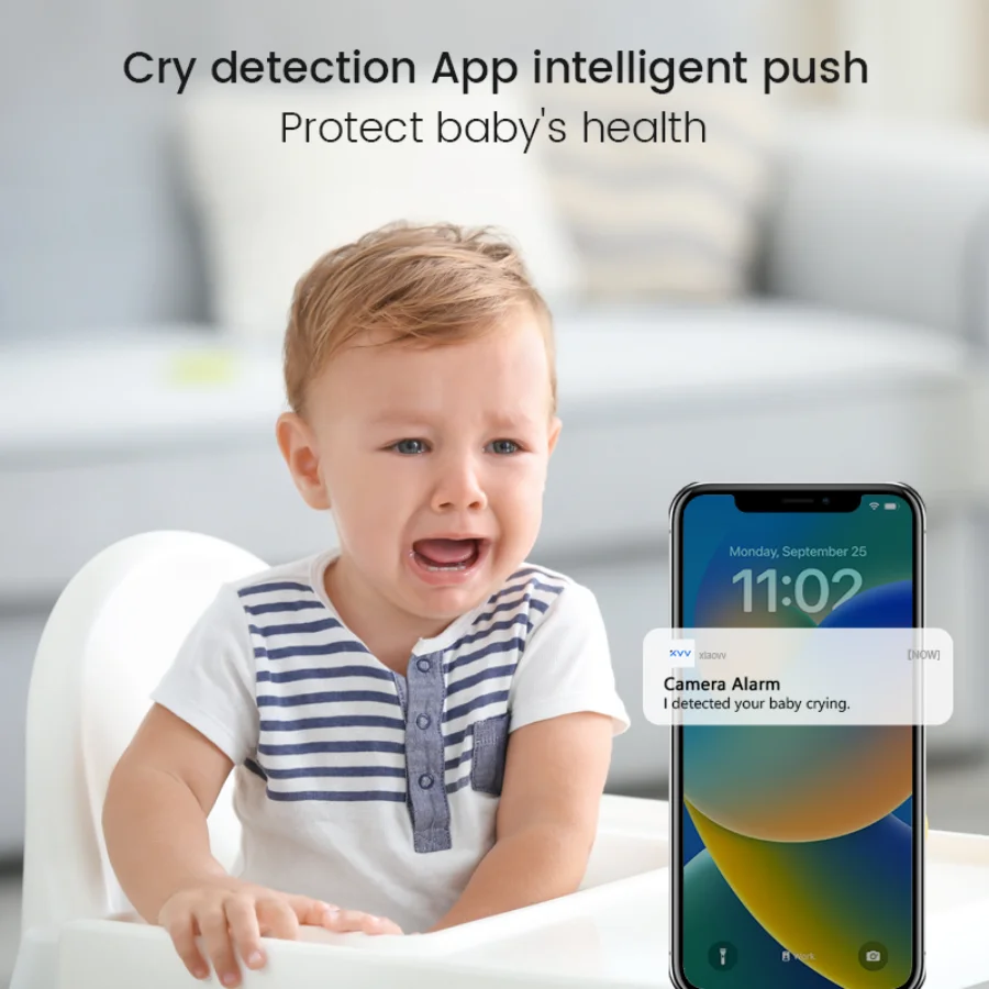 Xiaovv 2K Smart Baby Monitor Nachtsicht Zwei-Wege-Audio Sprechen Weinen Erkennung Baby Nanny Sicherheitskamera