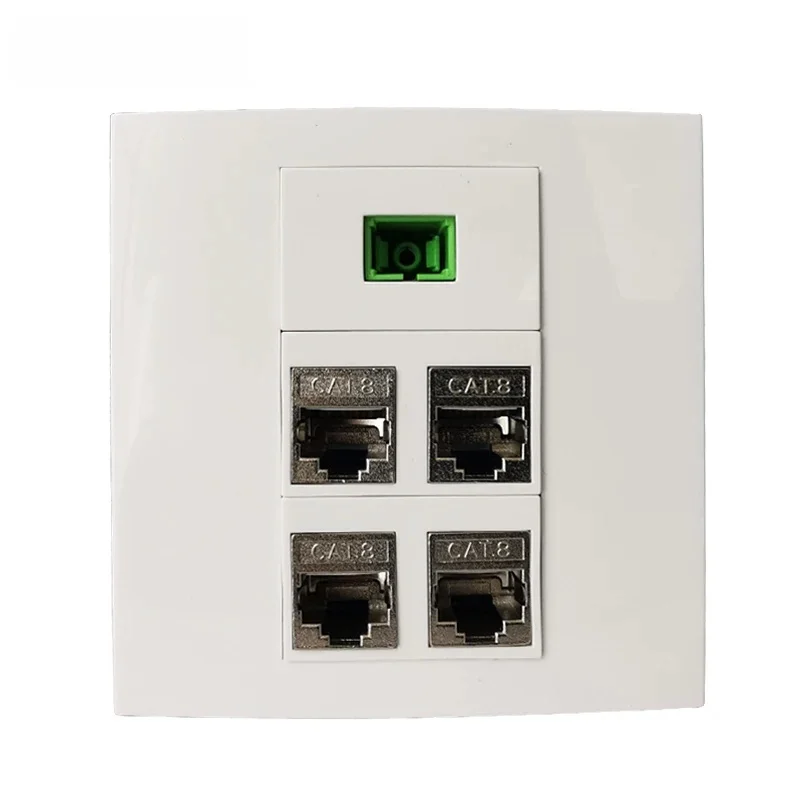 Plaque frontale à fibre optique SC APC UPC avec 4 ports, prise réseau CAT8 RJ45, prise murale pour connecteur Ethernet 40Gbps 2000MHz