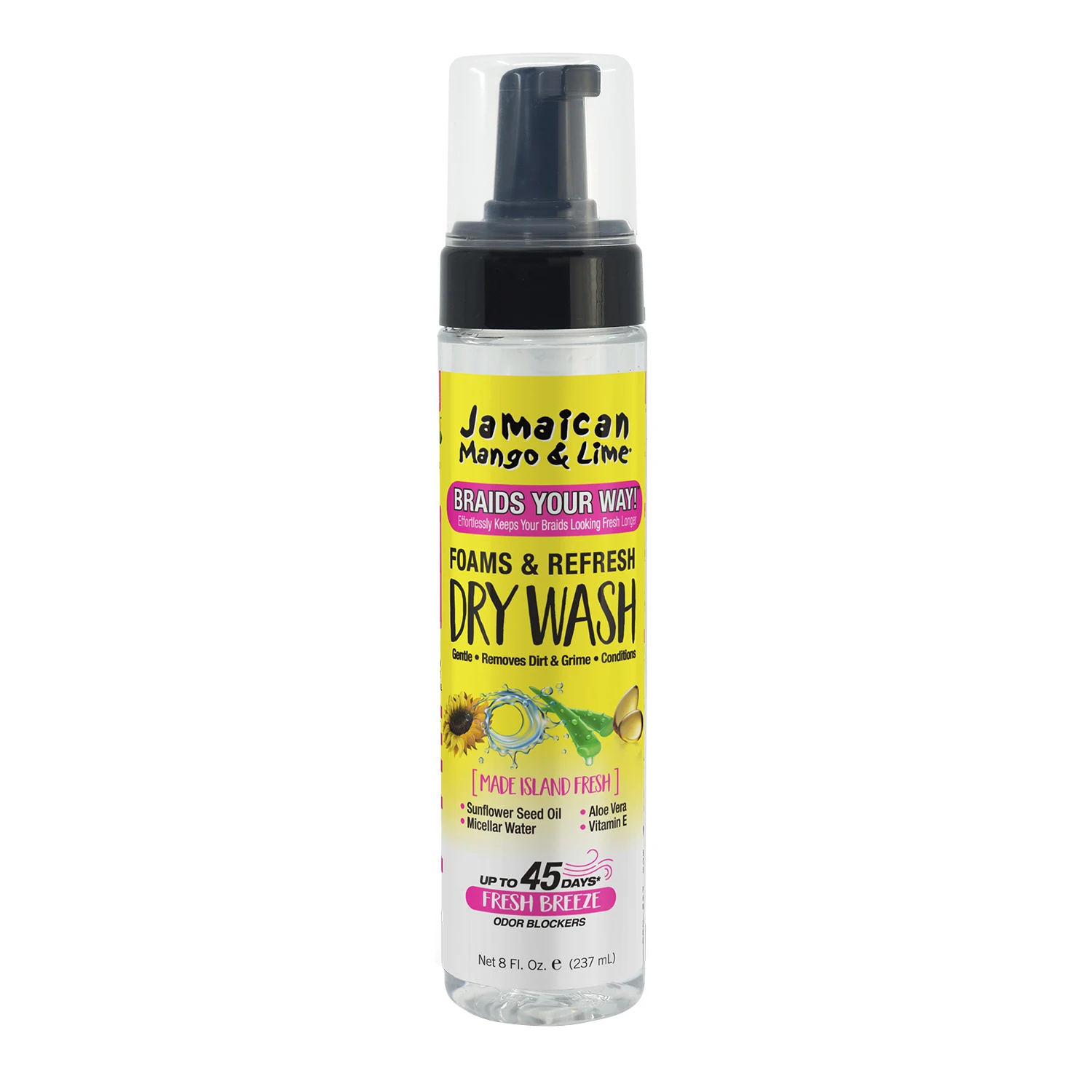 Jamaican Mango & Lime Foams & Refresh Dry Wash - Quick Clean, No Water Needed, Refreshes Hair, Lightweight Formula