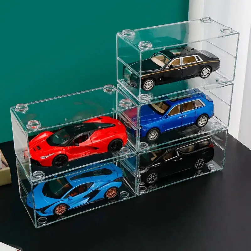 Schaalmodel auto displaykast 1:24/32/64 voor Matchbox, Hot Wheels; opbergbox voor speelgoedauto's, transparante displaybox met transparante klikdeksel tegen stof - afbeelding 2