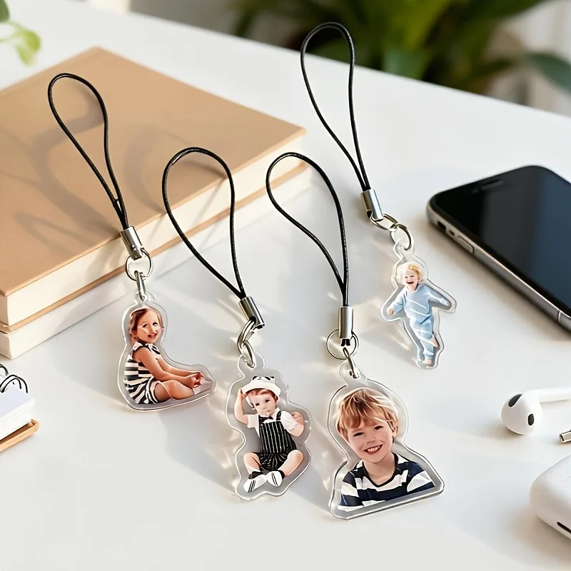 Custom Photo Acrylic Phone Lanyard, Can Print Portraits, Pets, Or Shaped Charms. It's A Great Keepsake Gift For Parents And Kids view 3