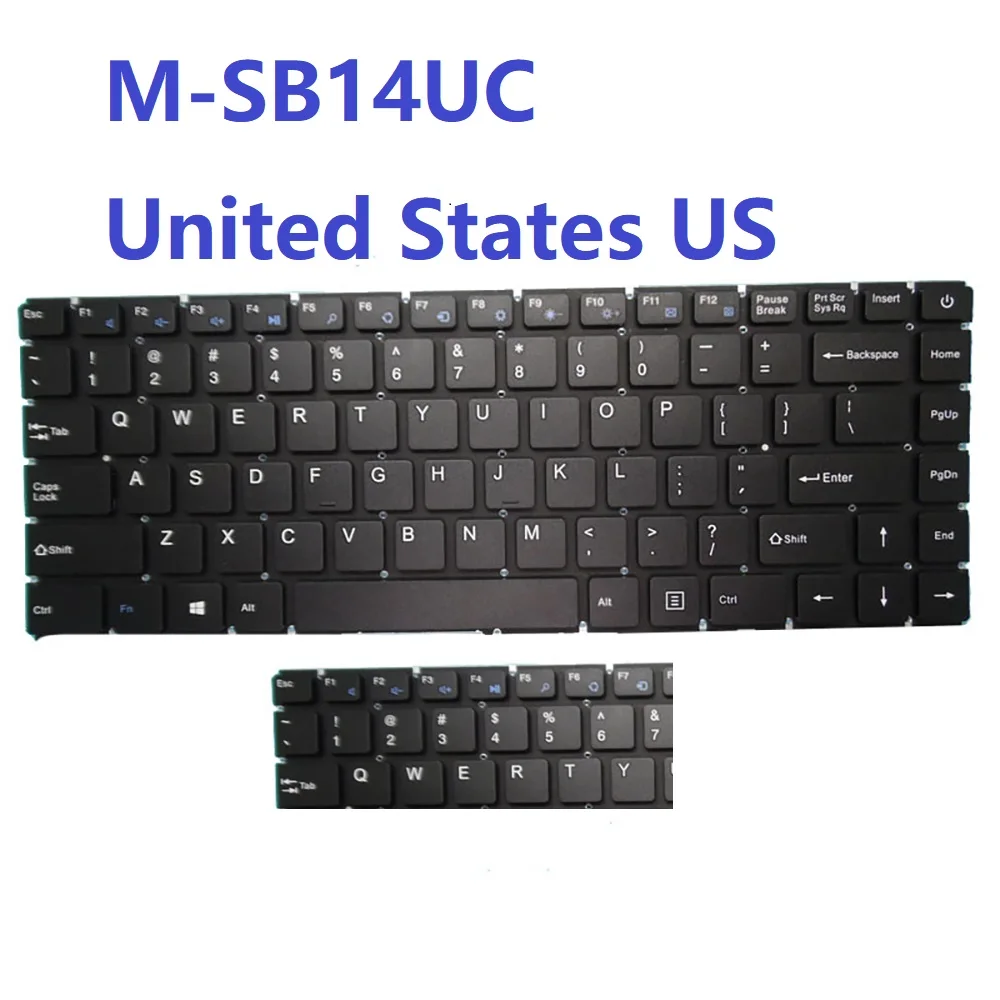 New Laptop United States US Frameless Keyboard For Mediacom For SmartBook 14 Ultra 14U M-SB14UC Black