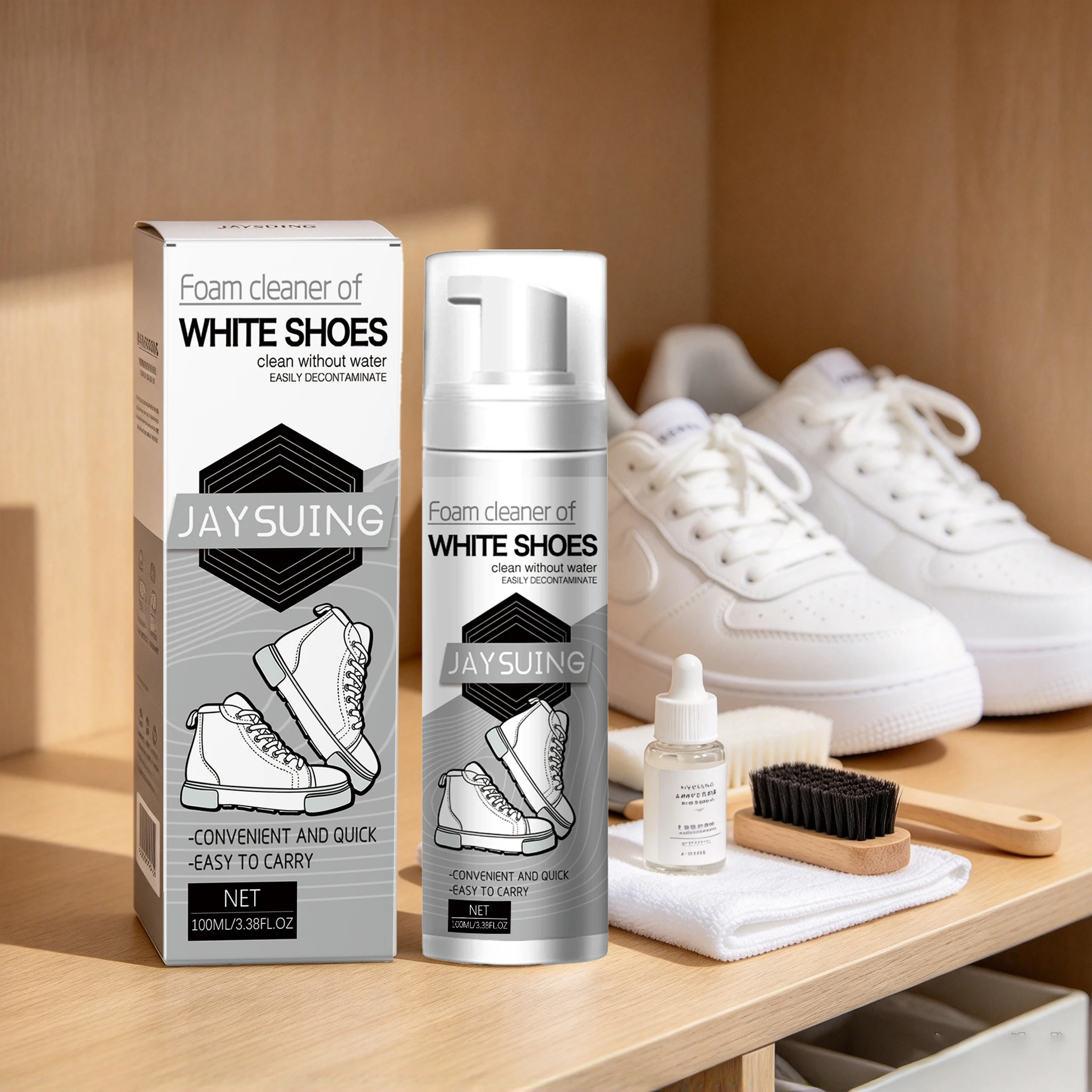 100ML White Shoe Cleaner Gentle Cleaning Dirt Anti-oxidant Restoring Color Remove Yellow Edge Brightening No-rinse Sneaker Foam Cleaner