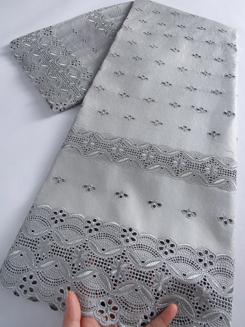 Renda suíça de algodão nigeriano na suíça tecido de renda africana bordado pedras para costura diy tecido masculino alta qualidade 5 jardas 4400