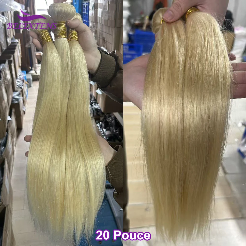 Blonde, glatte Echthaarbündel, Farbe 613, brasilianische Spitzenqualität, 1/3/4 Stück, rohe Bündel, Echthaarverlängerungen, Lieferung in 3–7 Tagen – Detail 2