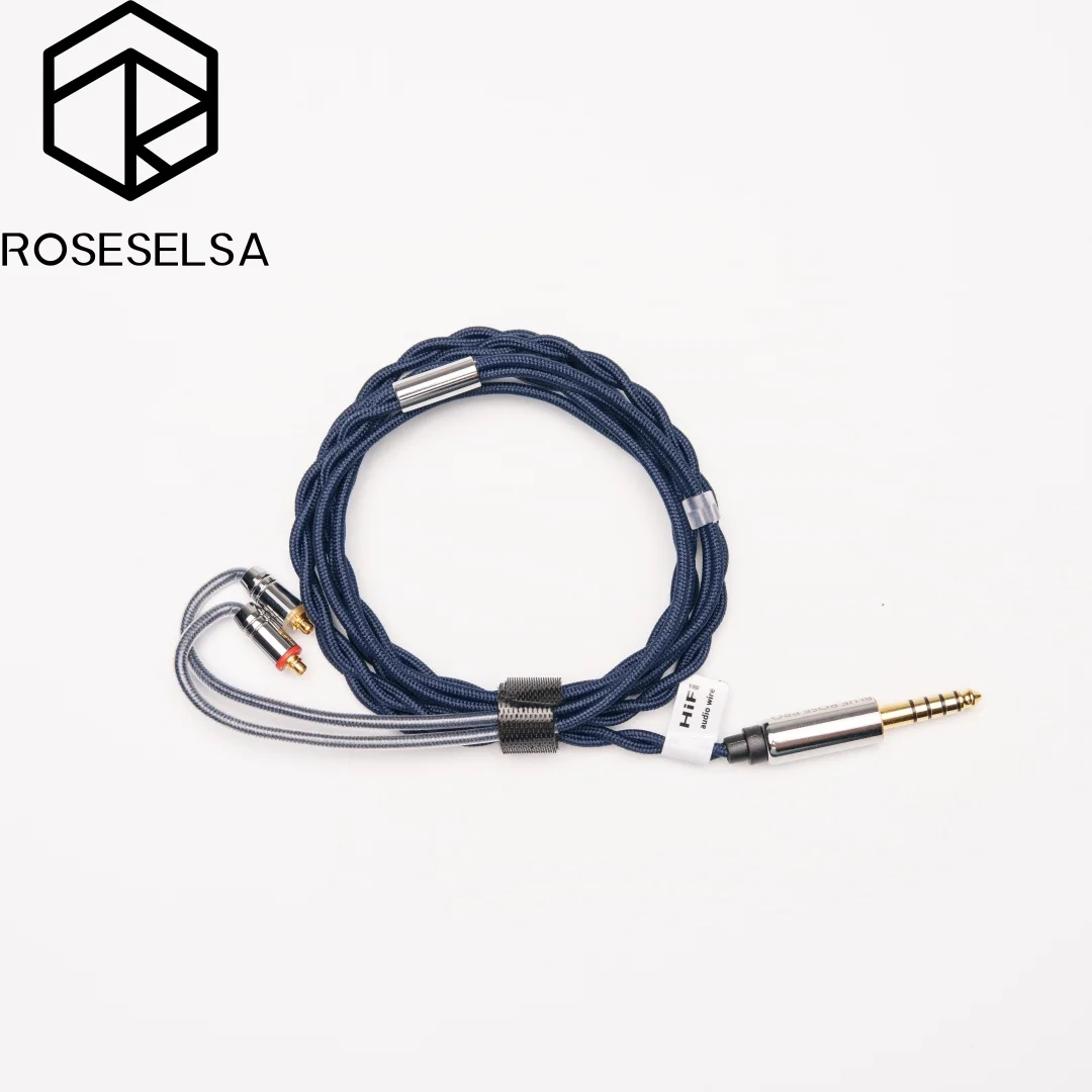 

Rose Technics Blue Rose Pro HiFi Headphones Upgrade IEM Cable 6N OCC Single Crystal Copper Single Crystal Silver Mixed Cable