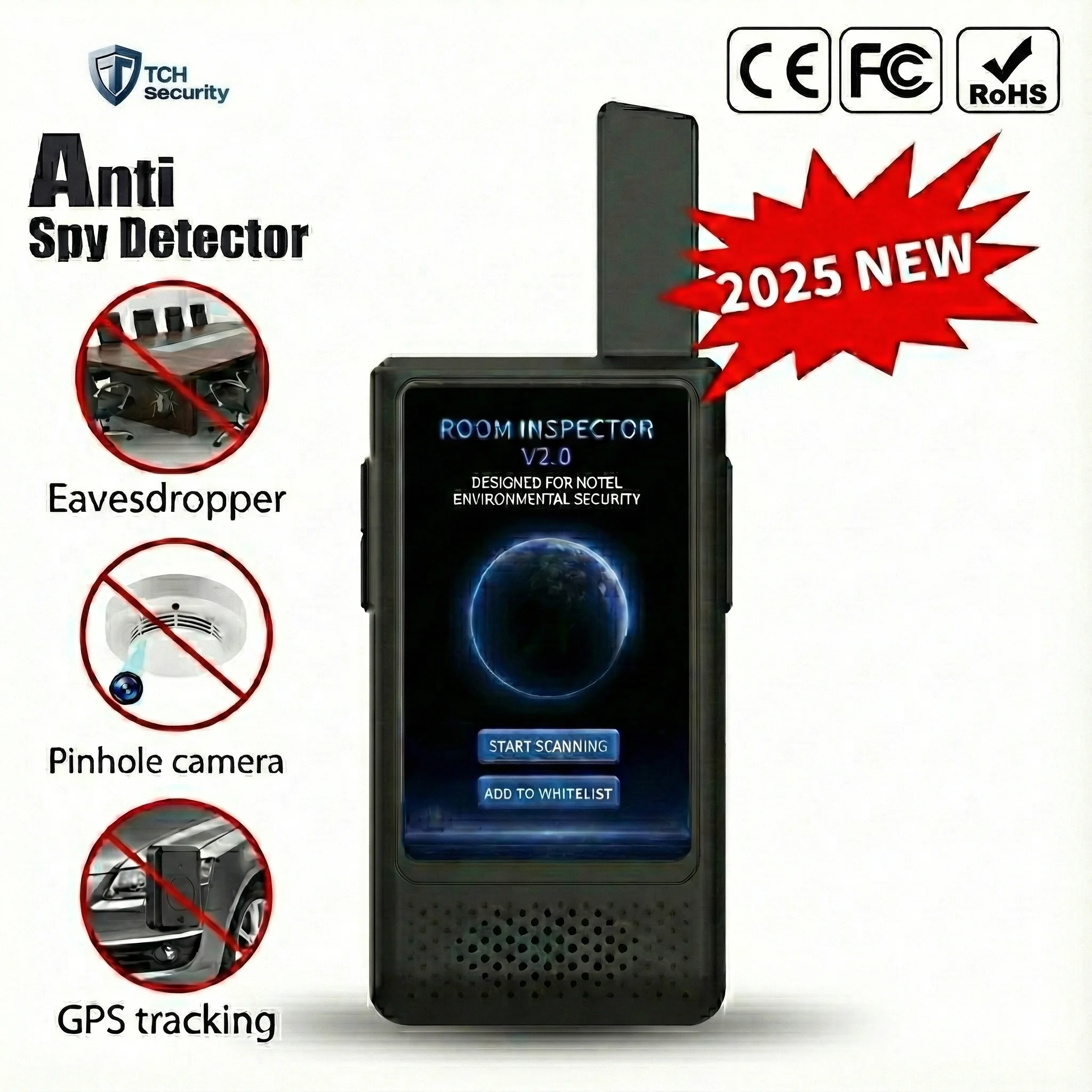 

C1PRO WiFi Hidden Camera Detector Anti-Spy Lens Finder Wireless RF Signal Detector for Hotel Room Car Privacy Protection