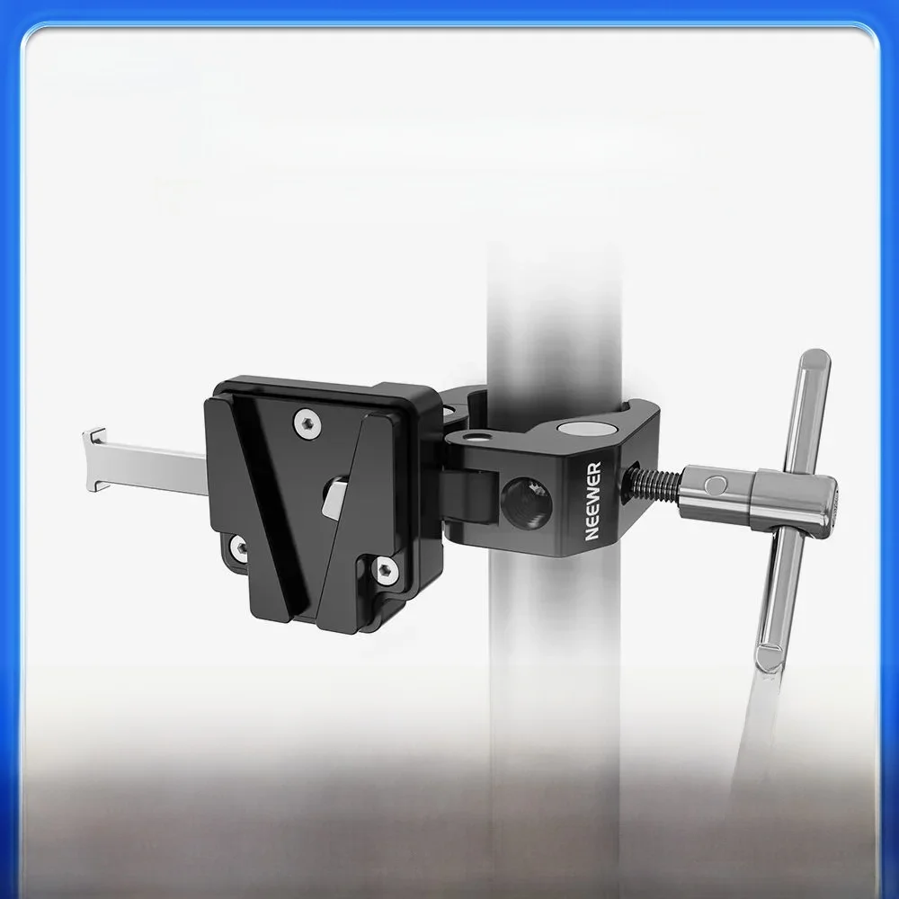 NEEWER Mini V Mount Battery Plate with Wide Super Crab Clamp & QR Lock for Tripod Light Stand C Stand Gimbal Column and 15mm — zdjęcie produktu 7
