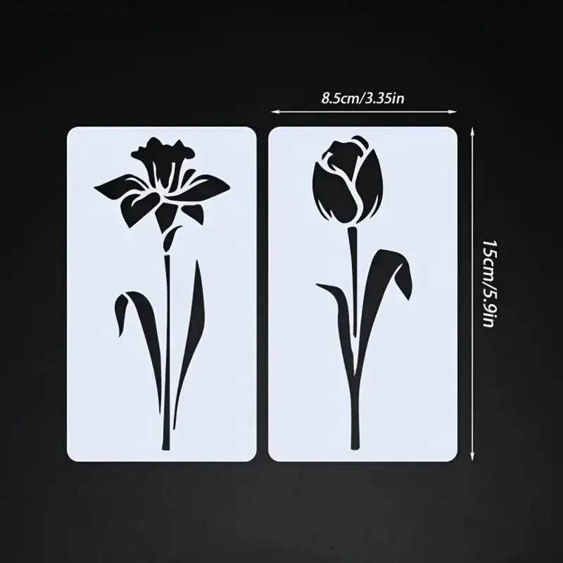 6개 재사용 가능한 단일 꽃 스텐실 세트, 모던 플로럴 디자인 PET 페인팅 템플릿 (목재, 패브릭, 종이, 벽, 캔버스 DIY용)
