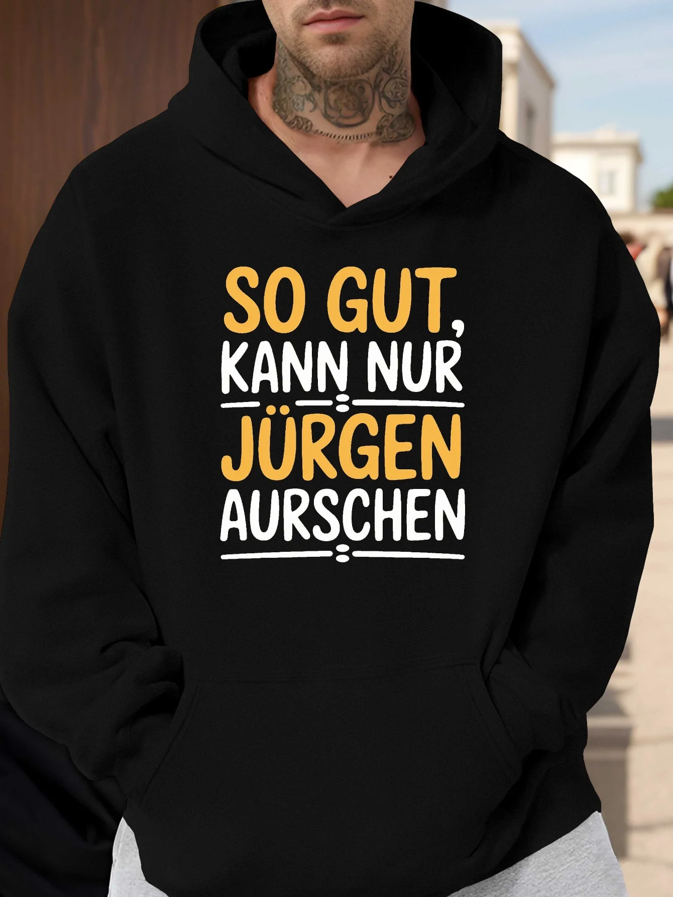 

Men'S Funny Hoodie So Gut Kann Nur Jürgen Aursch Fit Casual Pullover with Bold Orange Print Everyday Comfort Apparel