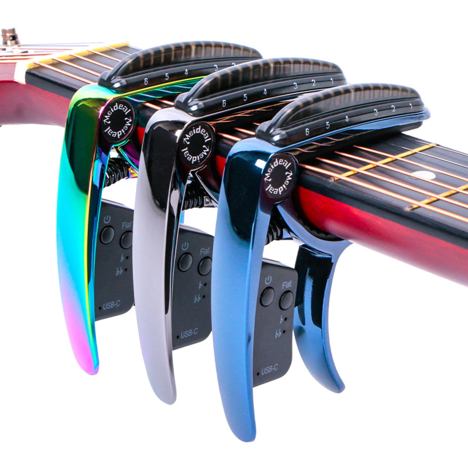 2 في 1 موالف كابو للجيتار قابل لإعادة الشحن من سبائك الزنك سريع التغيير ضبط الجيتار المشبك التوتر قابل للتعديل لباس الصوتي الكلاسيكي #1