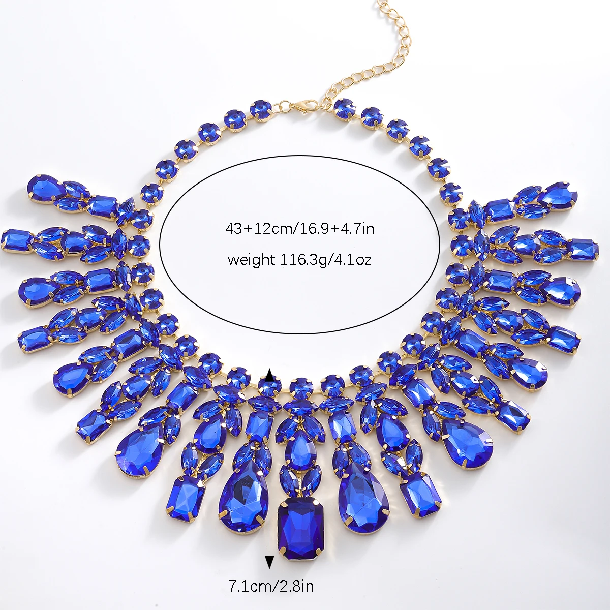 girlgo Luxurious Full Rhinestone Pendant Necklace - Elegant Sparkling Jewelry Perfect for Parties Weddings and Special Occasions