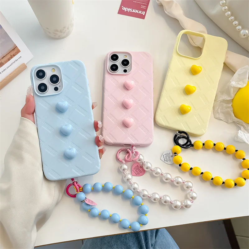 

Diamond-patterned Love Phone Case for iPhone 13Pro 14Pro 15Promax 11 12Pro Candy Color Drop Proof Phone Case