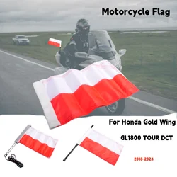 Rear Side Flag Pole Mount Motorcycle Luggage Rack Poland Flag Shelf With Base For Honda Gold Wing GL1800 TOUR DCT 2018-2024