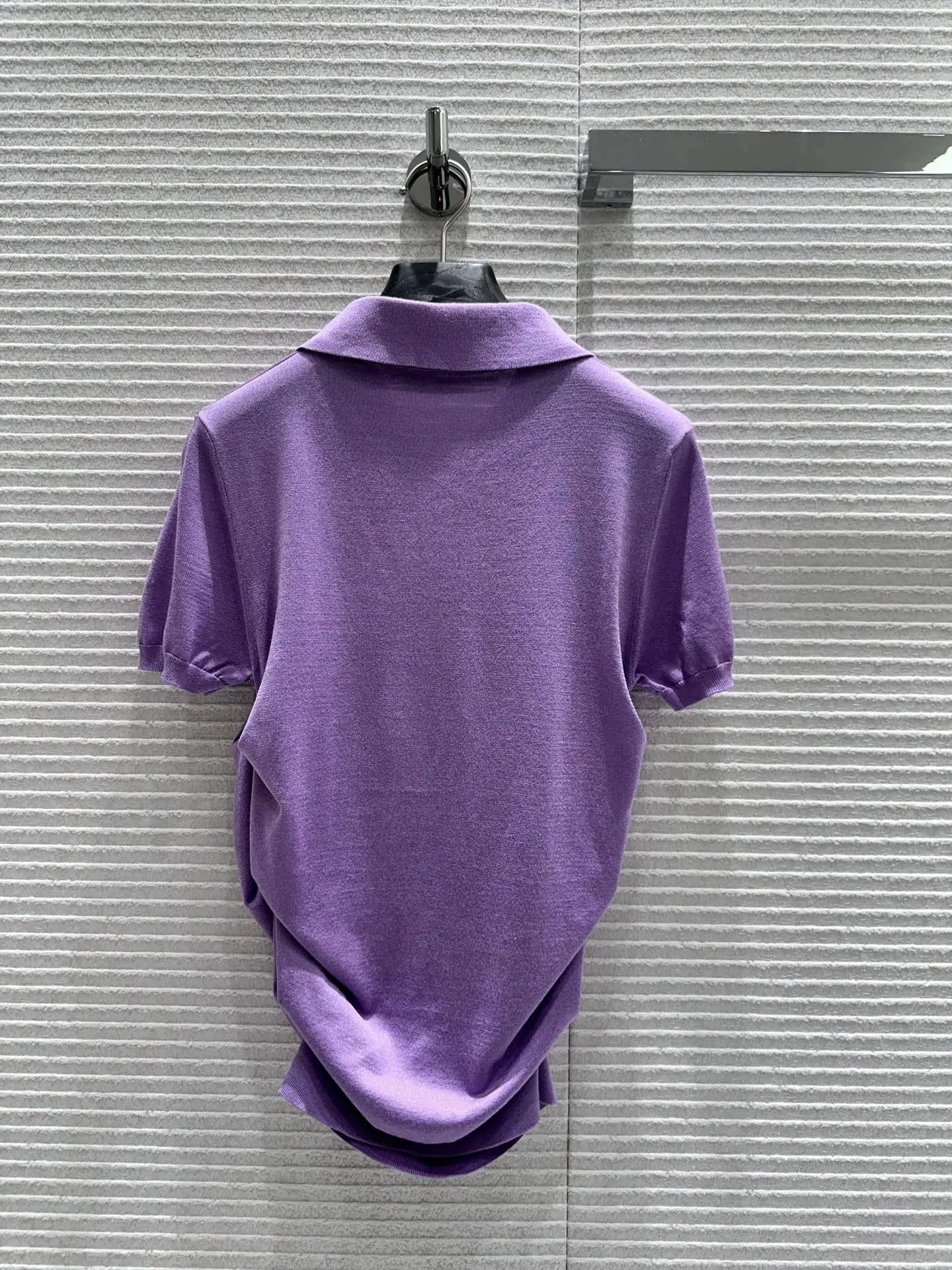 

2025 Summer New Polo Knitted Shirt Top with Purple Folded Design, Comfortable and Soft Fabric WYY-266
