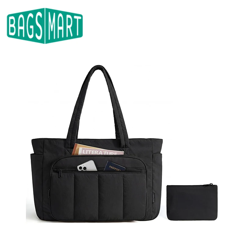 

Сумки-тоуты BAGSMART для женщин, 2 шт., с косметичкой, сумка через плечо, 20 л, большая вместимость, подходит для ноутбука 15,6 дюймов, для работы, путешествий, спортзала