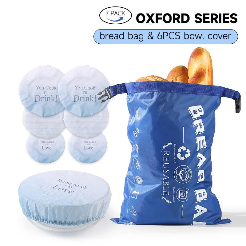 

Weedi Tpu Reusable Bread Bag And Bowl Covers Set, Fresh Keeping Food Storage Bags Set 1 Bread Bag And 6pcs Bowl Cover