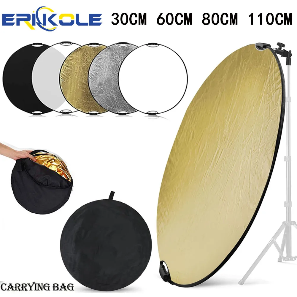 5-in-1 Photography Reflector Kit - Collapsible Light Diffuser for Studio/YouTube/Outdoor Shooting w' Fill Soft & Bounce Lighting