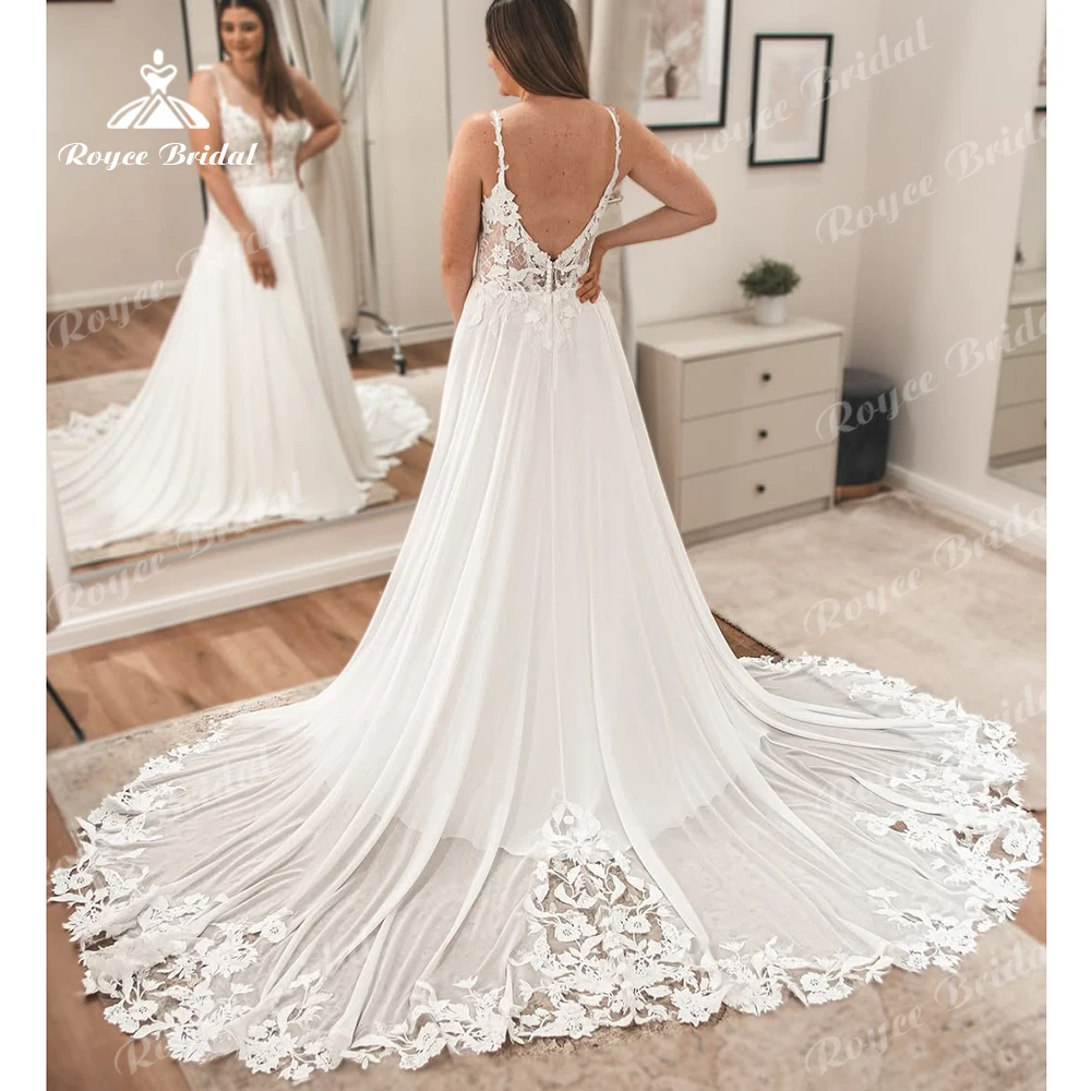 

Exquisite Lace Appliques A-Line Wedding Dress 2026 Spaghetti Straps V Neck Court Train Bride Dress Vestidos De Novia Customized