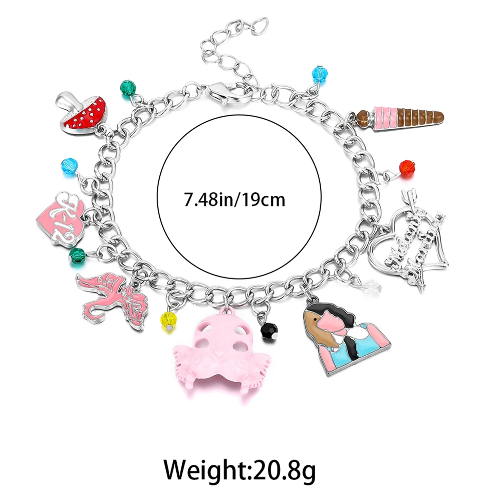 Pink Crying Baby K12 Charm Bracelet Melanie Martinez Portals Mask Pendant Jewelry Record Fashion Fans Gift Souvenir Accessories