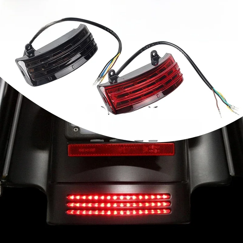 Motocyklowe tylne światło hamowania LED Tri-Bar do Harley Touring Street Glide Road Glide FLHX FLTRX 96-13 Tail Light — zdjęcie 2