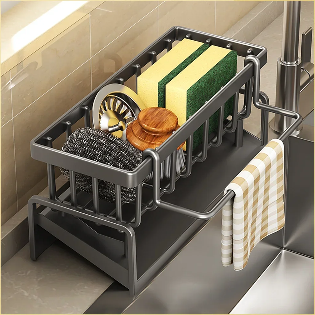 Prateleira De Drenagem De Pano De Cozinha, Rack De Armazenamento Sem Punch, Home Spice Rack, Tap