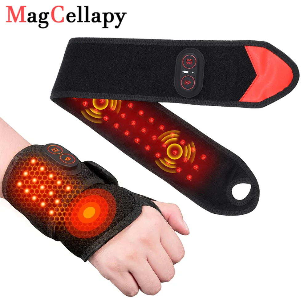 

Массажер с подогревом рук красного света, вибрирующий ремешок на запястье с 36 светодиодными бусинами, чтобы облегчить боль в суставах и согревать руки