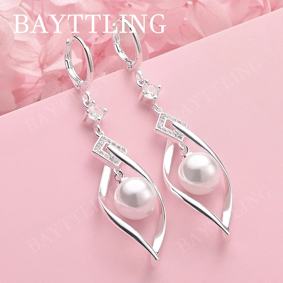 

Изысканные женские серьги из стерлингового серебра 925 пробы с жемчугом и цирконием, модные ювелирные украшения для свадебного подарка