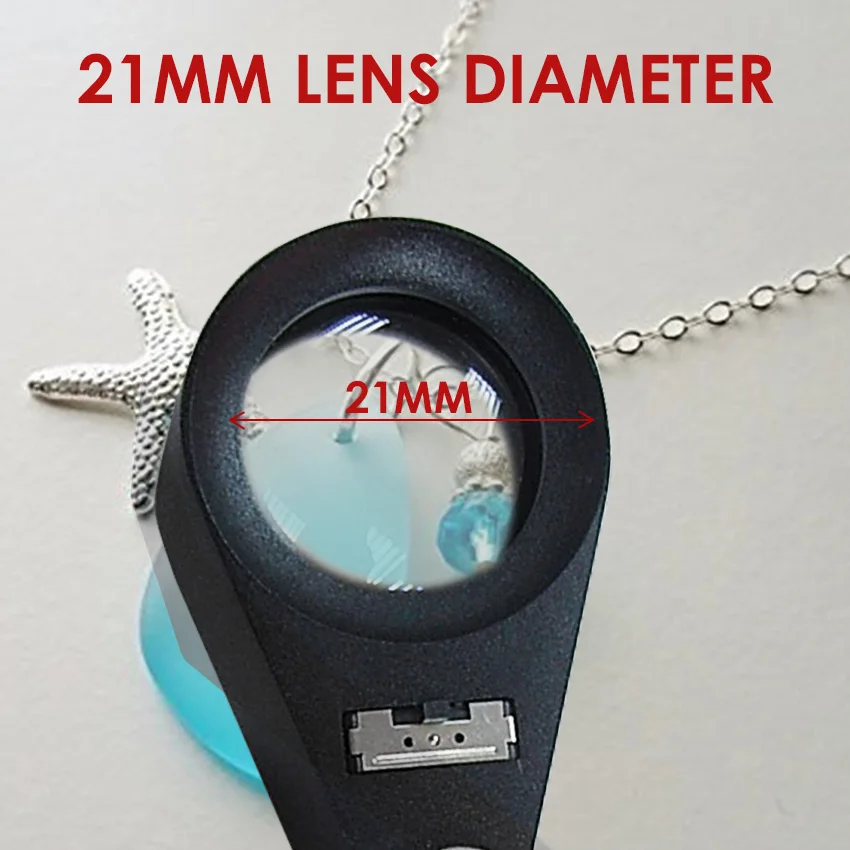 Lente d\'ingrandimento per gemme 10X Led per monete per orologi Timbri Gemme Gioielli Identificazione di diamanti Lente d\'ingrandimento professionale