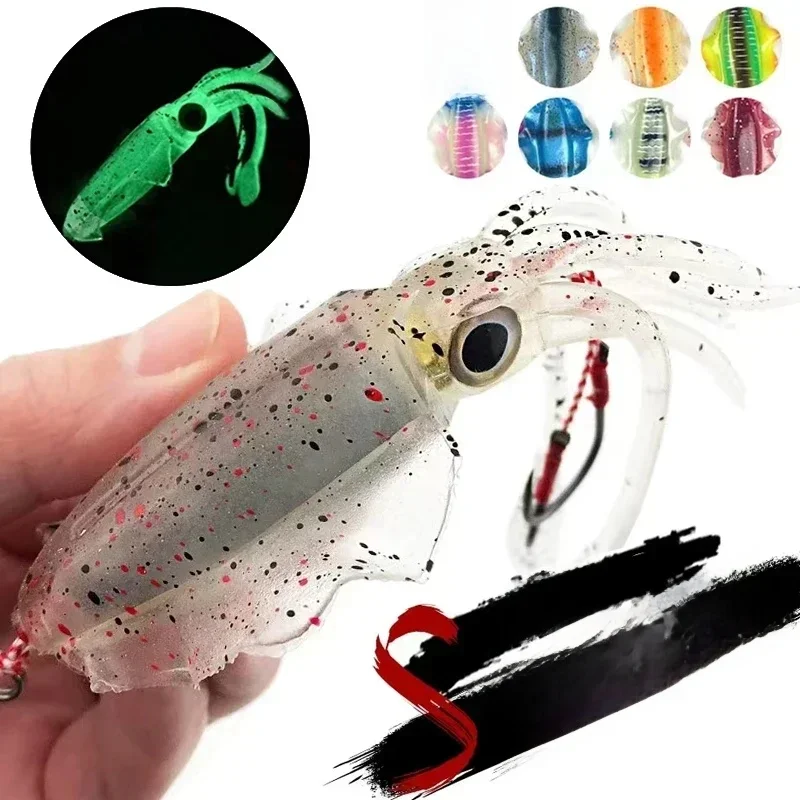 ZUKIBO Soft Squid Bait Fishing Trolling Lure Octopus Head Jigs 60g Świecący UV Squid Jig for Deep Sea Boat Fishing Wobblers Bait — zdjęcie 2