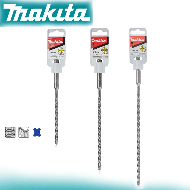 Broca de Impacto Makita B-62505 B-62511 B-62527 SDS-PLUS TCT para Concreto e Tijolo - Ferramentas e Acessórios para Perfuração de Parede